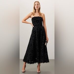 Shoshanna Elegant Black Floral Midi Dress